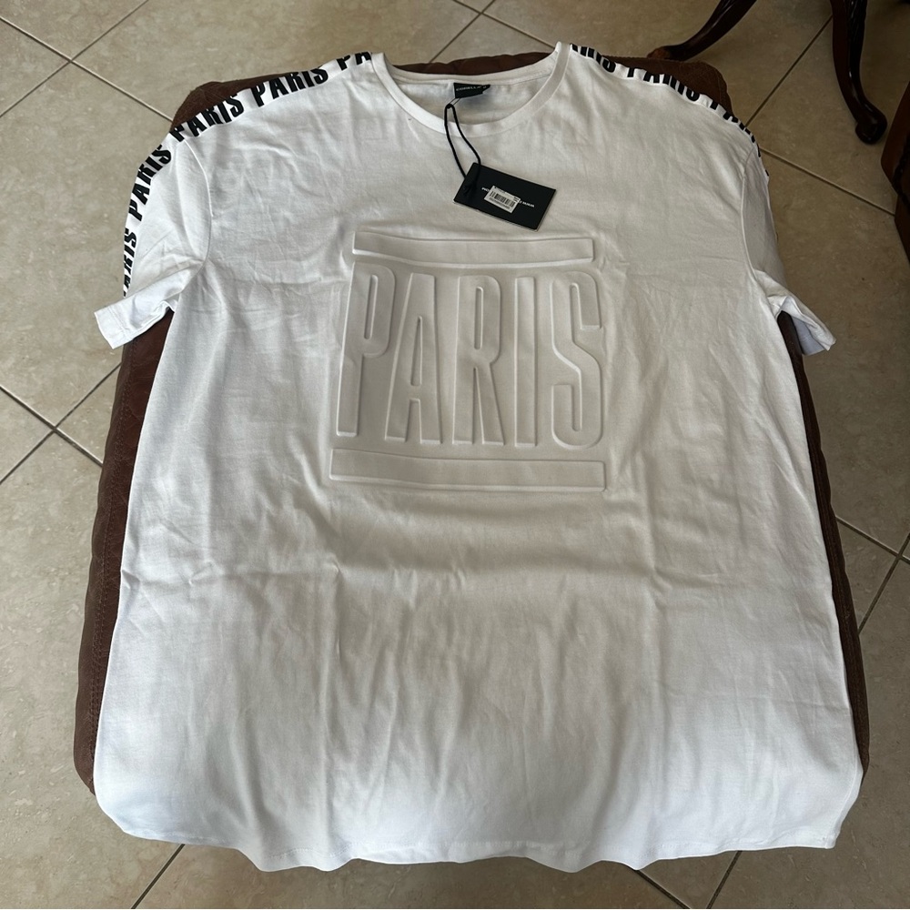 White Paris Embossed T-Shirt